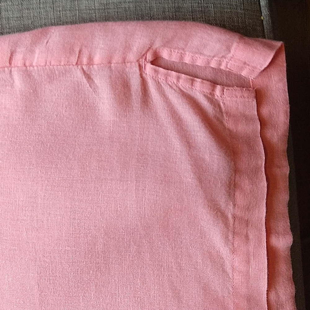 Talbots 100% Linen Coral Natural Fiber Short Sleeve Top Shirt Large - Picture 4 of 7